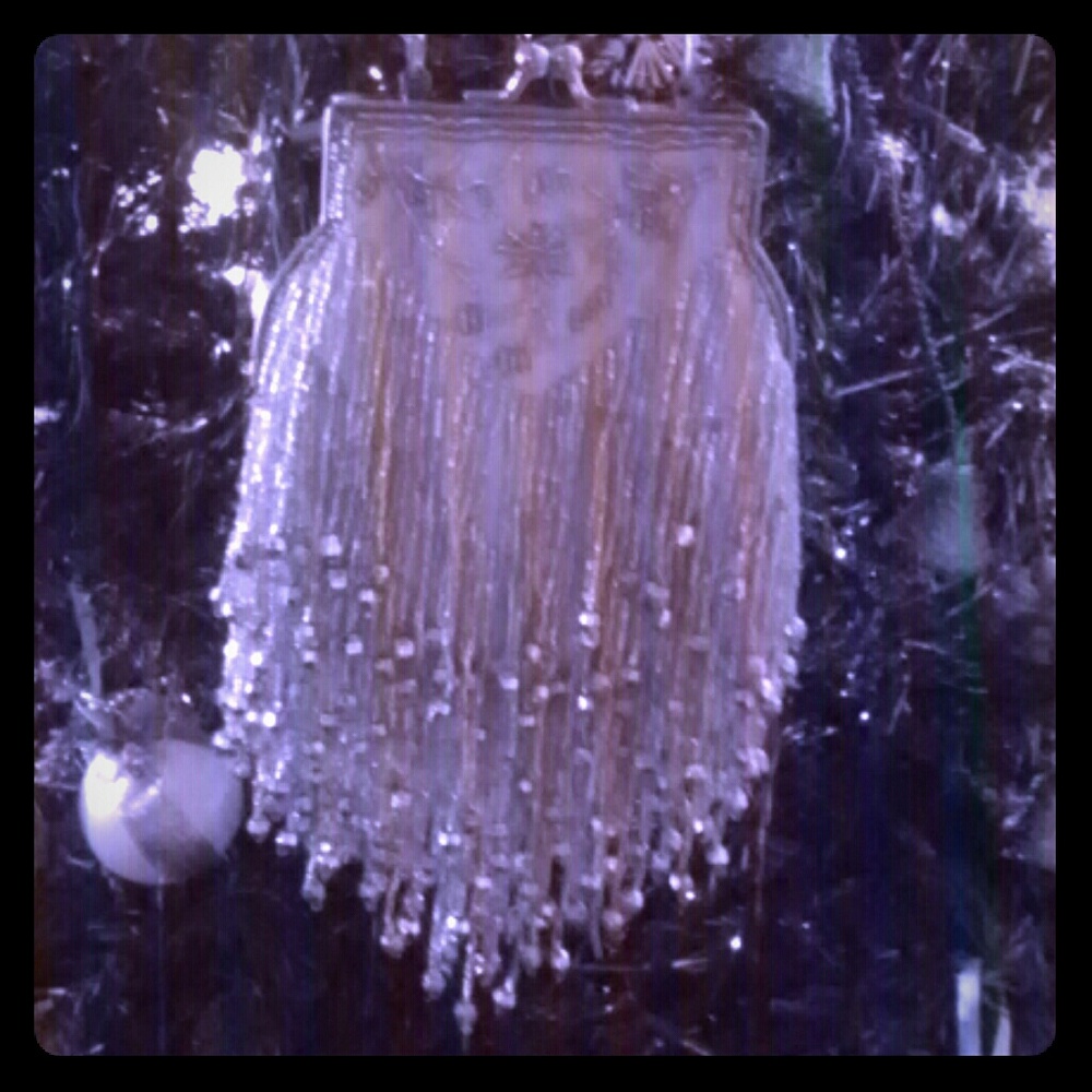 Vintage silver fringe clutch